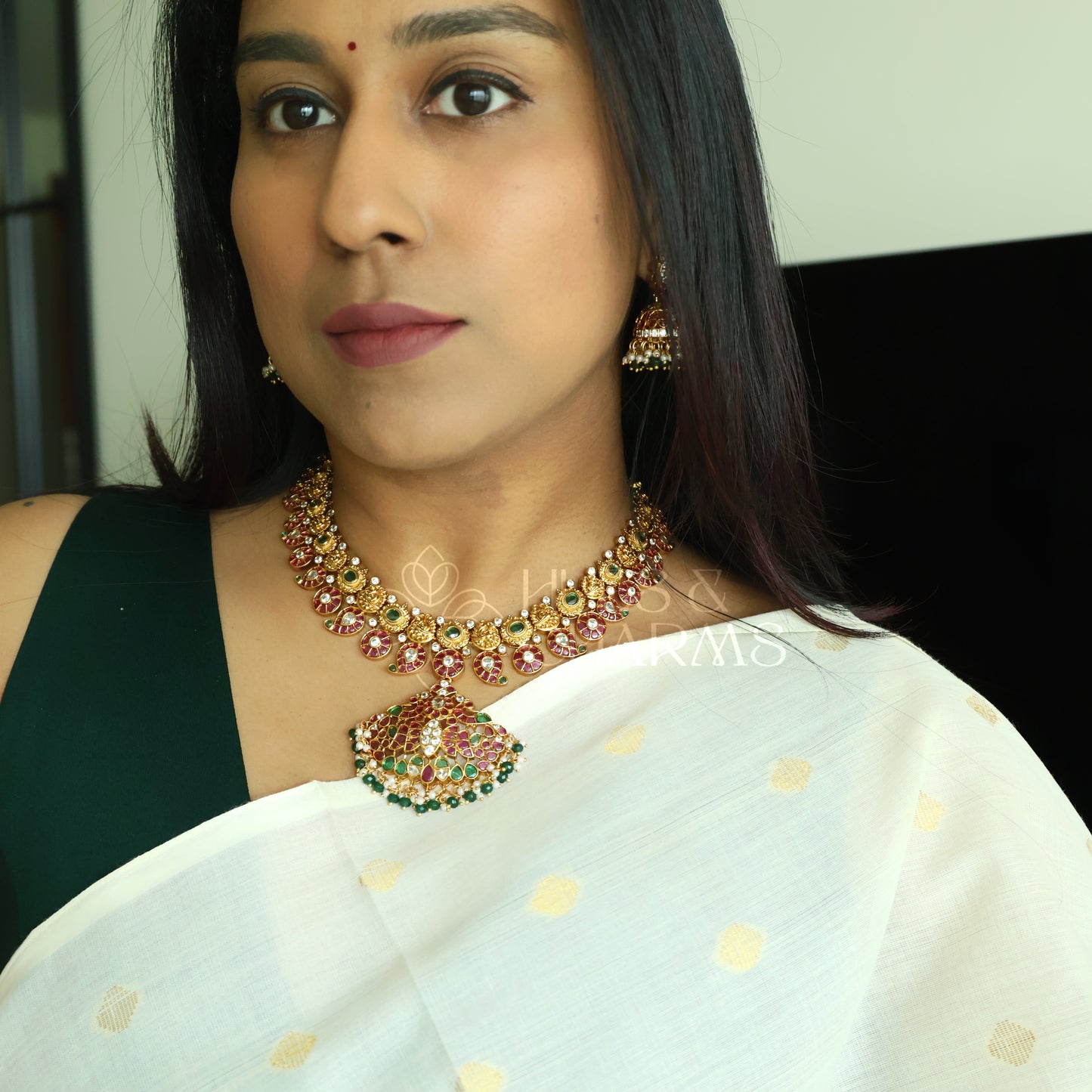 GOLDEN KEMP MAYURI 2 IN 1 NECKLACE SET| PREMIUM JEWELLERY
