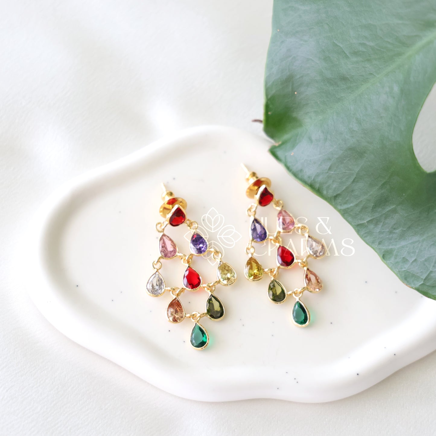 GLOSSY MULTICOLOUR AURORA DROPS EARRING (COLOURS AVAILABLE)