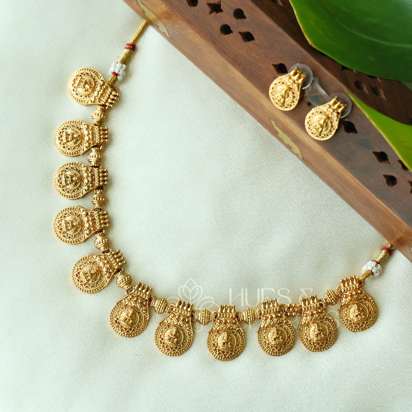 GOLDEN SOUBHAGYA LAKSHMI TEMPLE NECKLACE SET