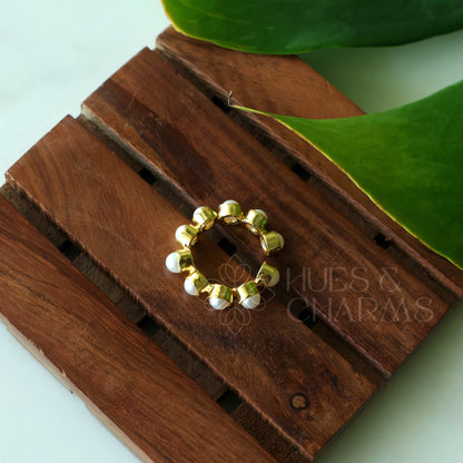 GOLDEN ORBIT PEARL ADJUSTABLE RING