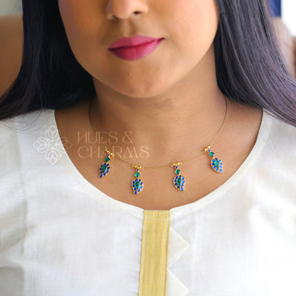 MANGO CHARMS FLOATING NECKPIECE - BLUE & GREEN