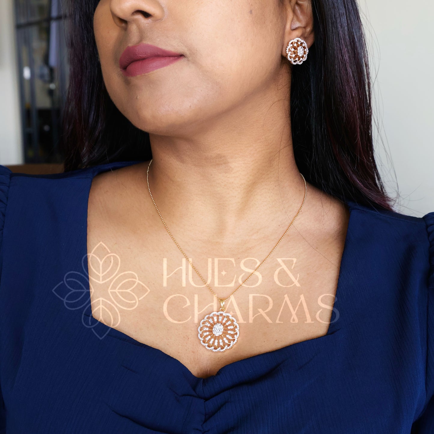 ETERNAL BLOOM CZ PENDENT SET|PREMIUM COLLECTION