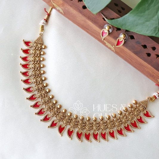 GOLDEN VAIDEHI PALAKKA NECKLACE SET (COLOURS AVAILABLE)
