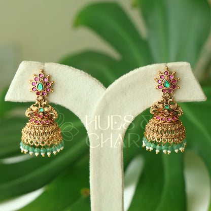 TRADITIONAL PADMALINI JHUMKA
 WITH BEADS