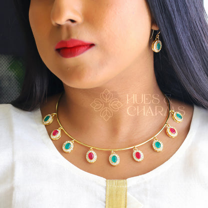 GOLDEN OVAL DROP NECK CUFF SET (COLOURS AVAILABLE)