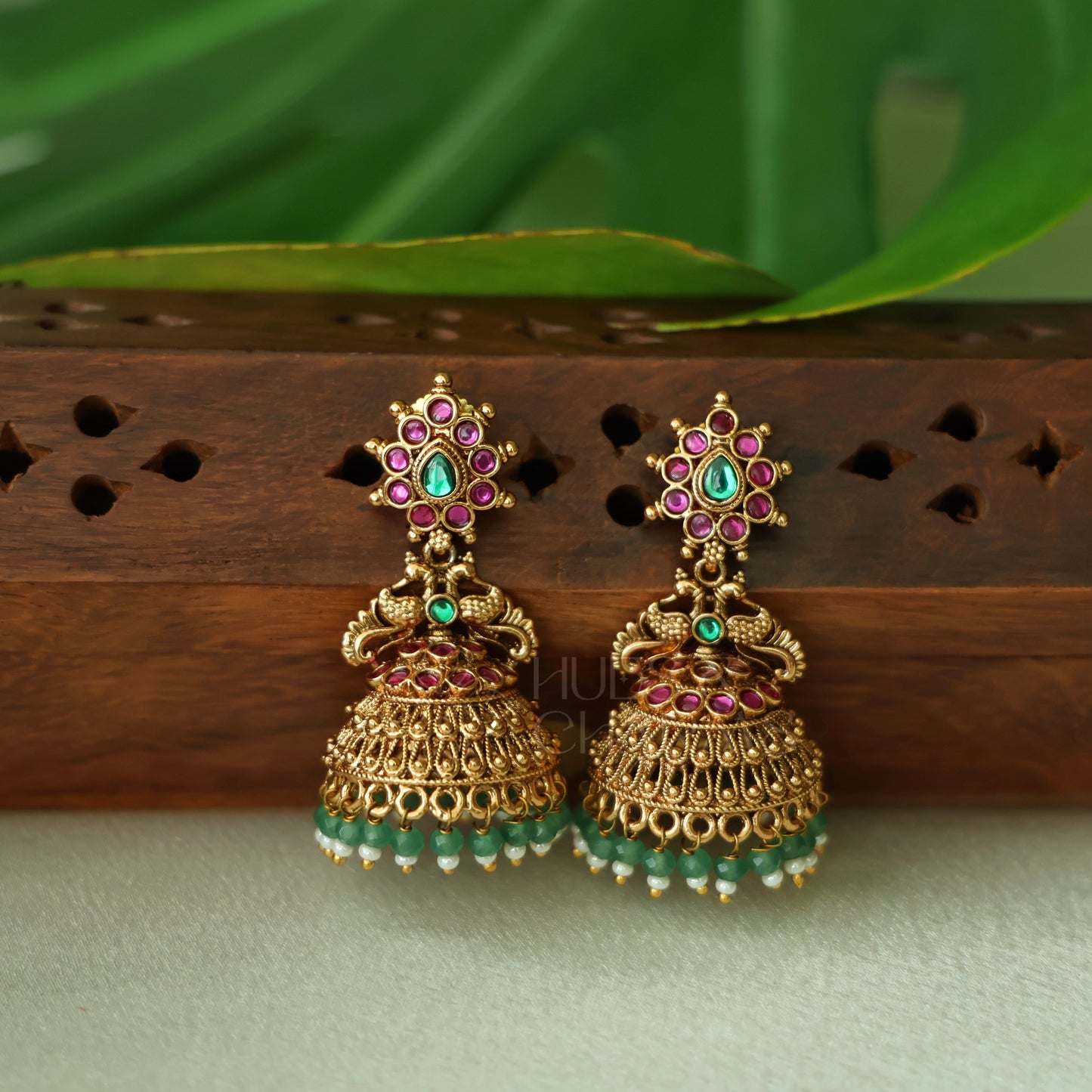 TRADITIONAL PADMALINI JHUMKA
 WITH BEADS