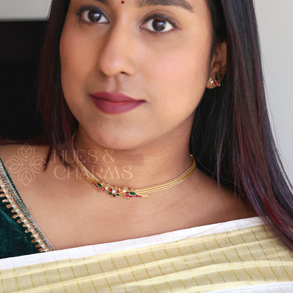 GOLDEN LOTUS & PARROT JADAU CHOKER SET | PREMIUM JEWELLERY