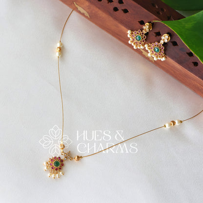 TRADITIONAL FLORAL CHARM FLOATING NECKLACE SET