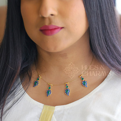 MANGO CHARMS FLOATING NECKPIECE - BLUE & GREEN