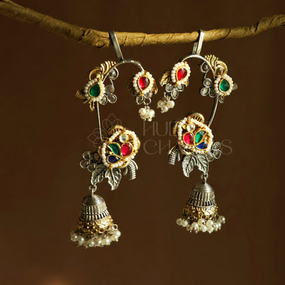 PHULWARI DUAL TONE EAR CUFF JHUMKAS