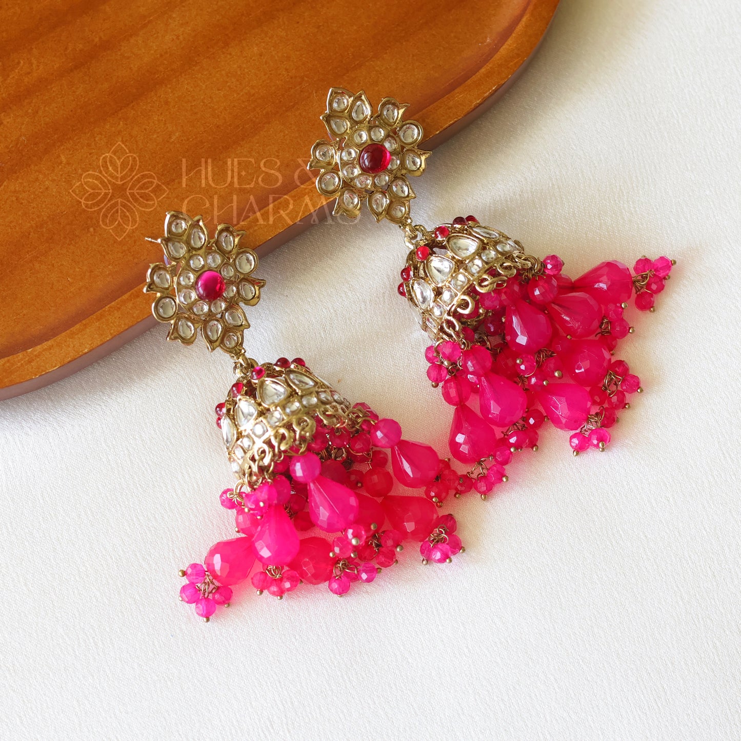 JHUMKA EARRINGS - PINK