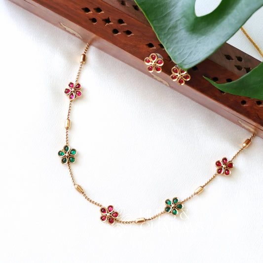 GOLDEN PUSHPA NECKLACE SET