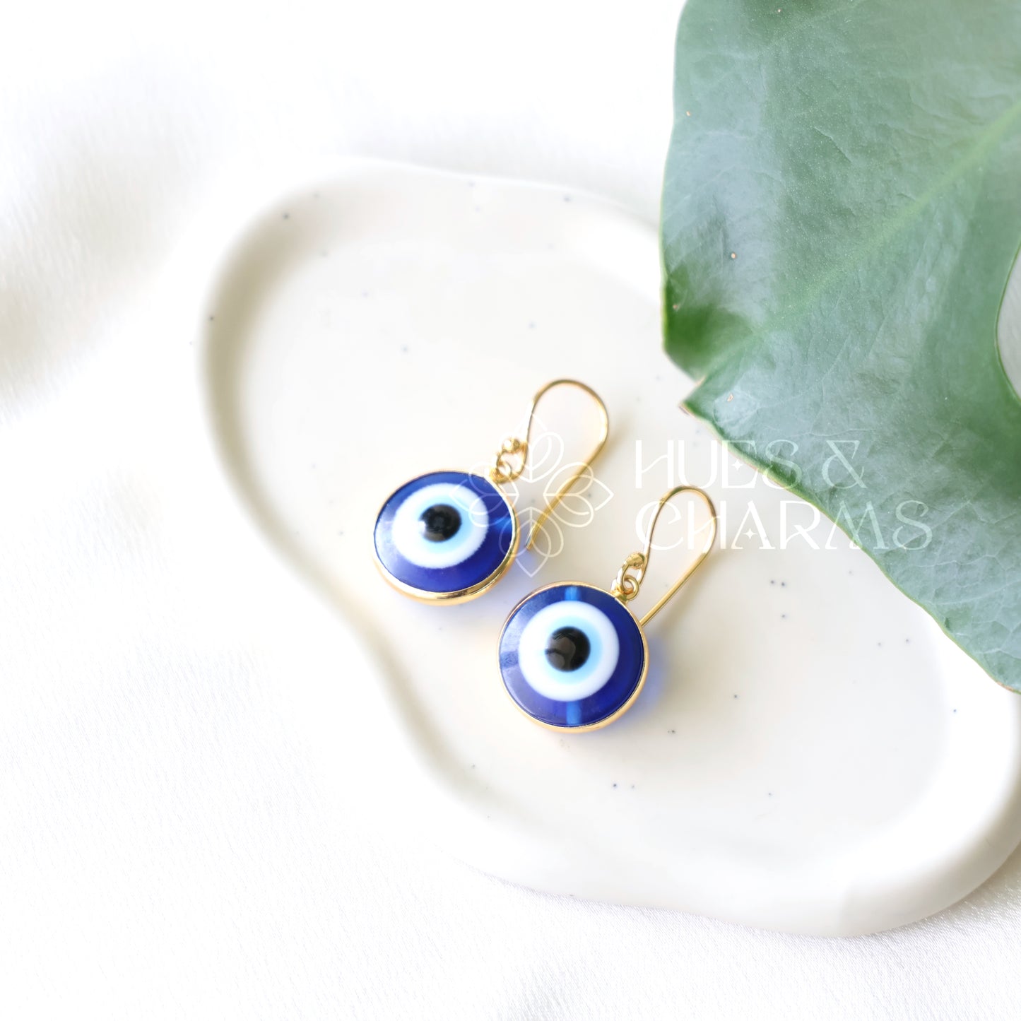 GOLDEN EVIL EYE DROP EARRINGS