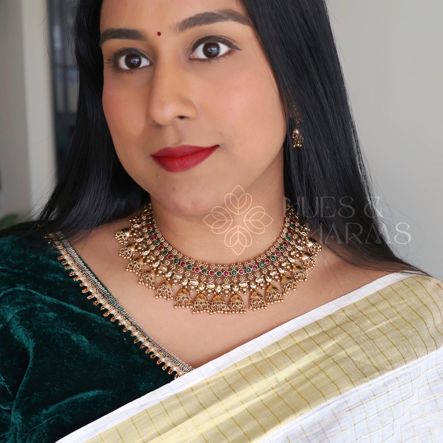 GOLDEN STATEMENT JHUMKA NECKLACE SET (COLOURS AVAILABLE)