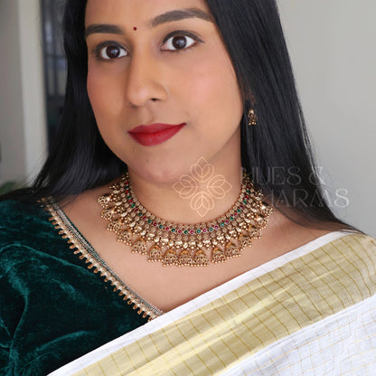 GOLDEN STATEMENT JHUMKA NECKLACE SET (COLOURS AVAILABLE)