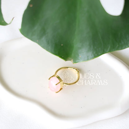 OVAL SHAPE RAW STONE ADJUSTABLE RING (COLOURS AVAILABLE)
