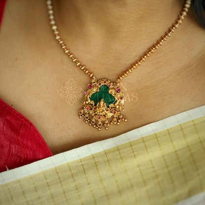 GOLDEN  PADMA LAKSHMI PENDANT NECKLACE SET