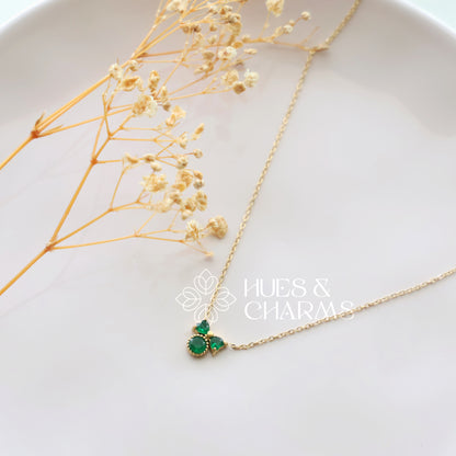 GOLDEN GREEN BOW PENDANT NECKPIECE