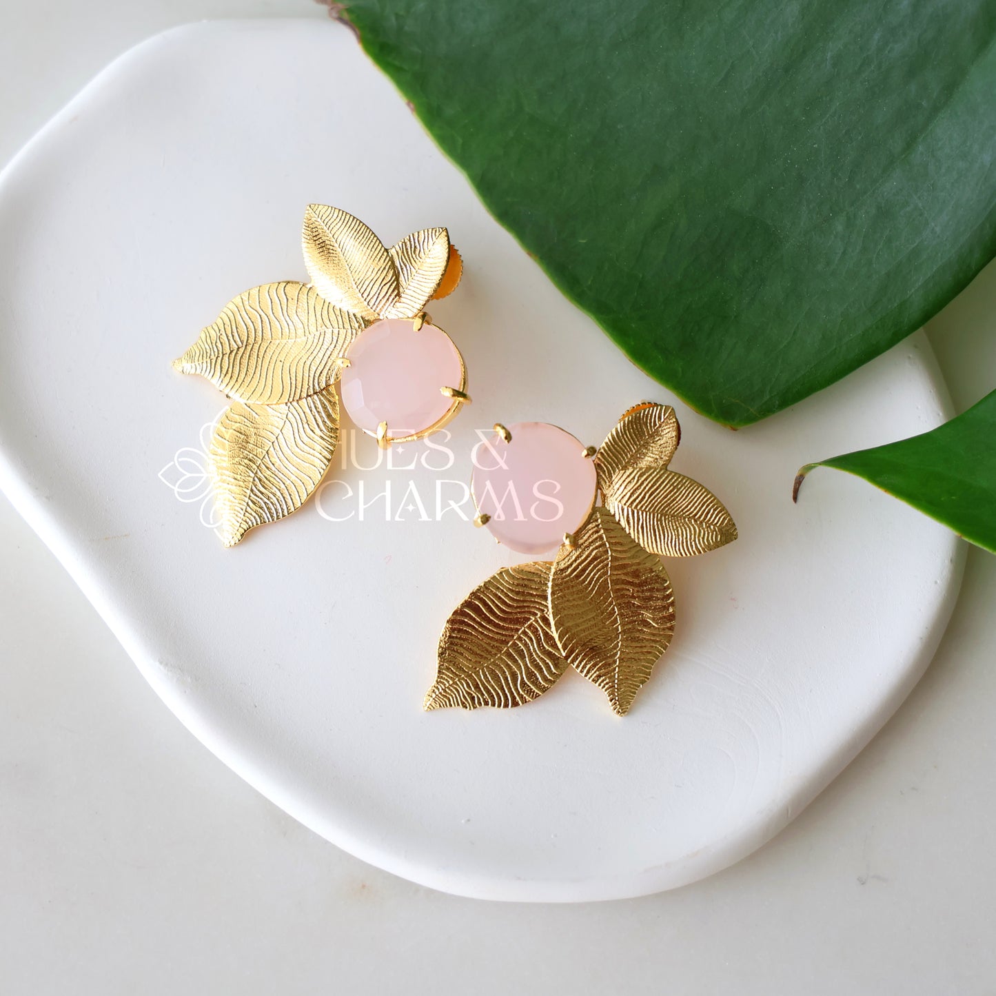 GOLDEN STATEMENT LUMIERE LEAF EARRINGS (COLOURS AVAILABLE)