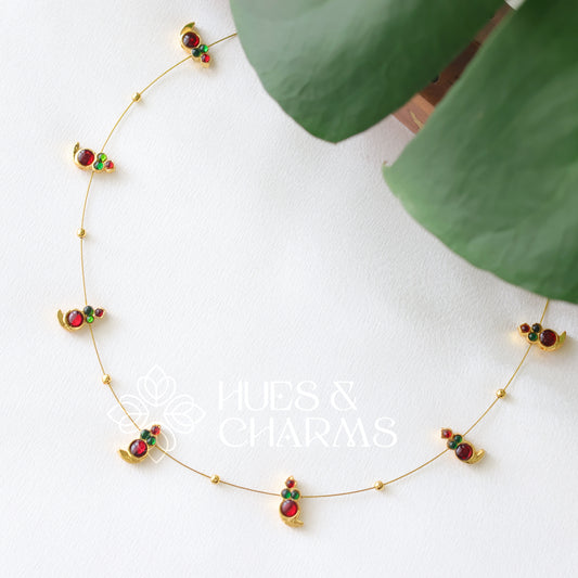 DROPS FLOATING NECKPIECE - RED & GREEN