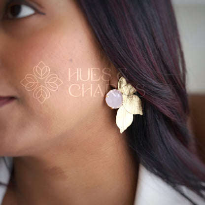 GOLDEN STATEMENT LUMIERE LEAF EARRINGS (COLOURS AVAILABLE)