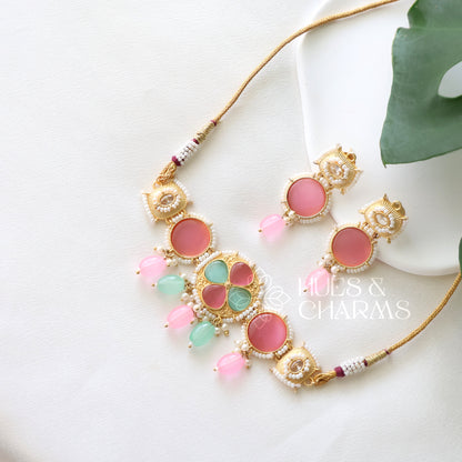 GOLDEN AAROHI STATEMENT CHOKER SET (COLOURS AVAILABLE)