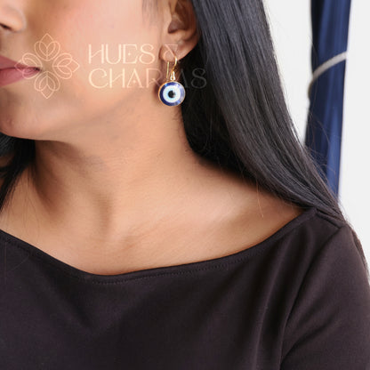 GOLDEN EVIL EYE DROP EARRINGS