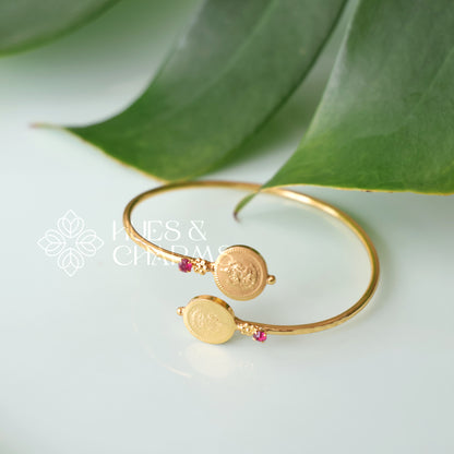 TRADITIONAL LAKSHMI COIN ADJUSTABLE BANGLE |GOLD PLATED