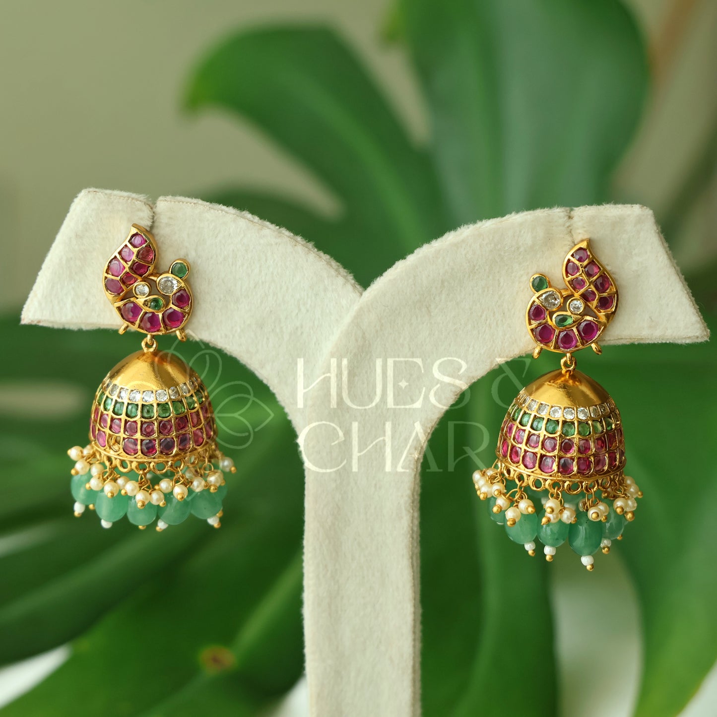 GOLDEN MAYURAVALLI KEMP RAGA JHUMKA |PREMIUM JEWELLERY