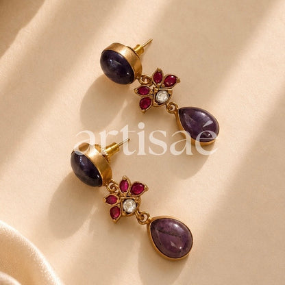 ÉLORA NATURAL STONE CHOKER SET - AMETHYST
