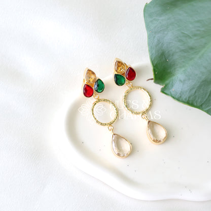GOLDEN GLOSSY STARLIT DROPS EARRING (COLOURS AVAILABLE)