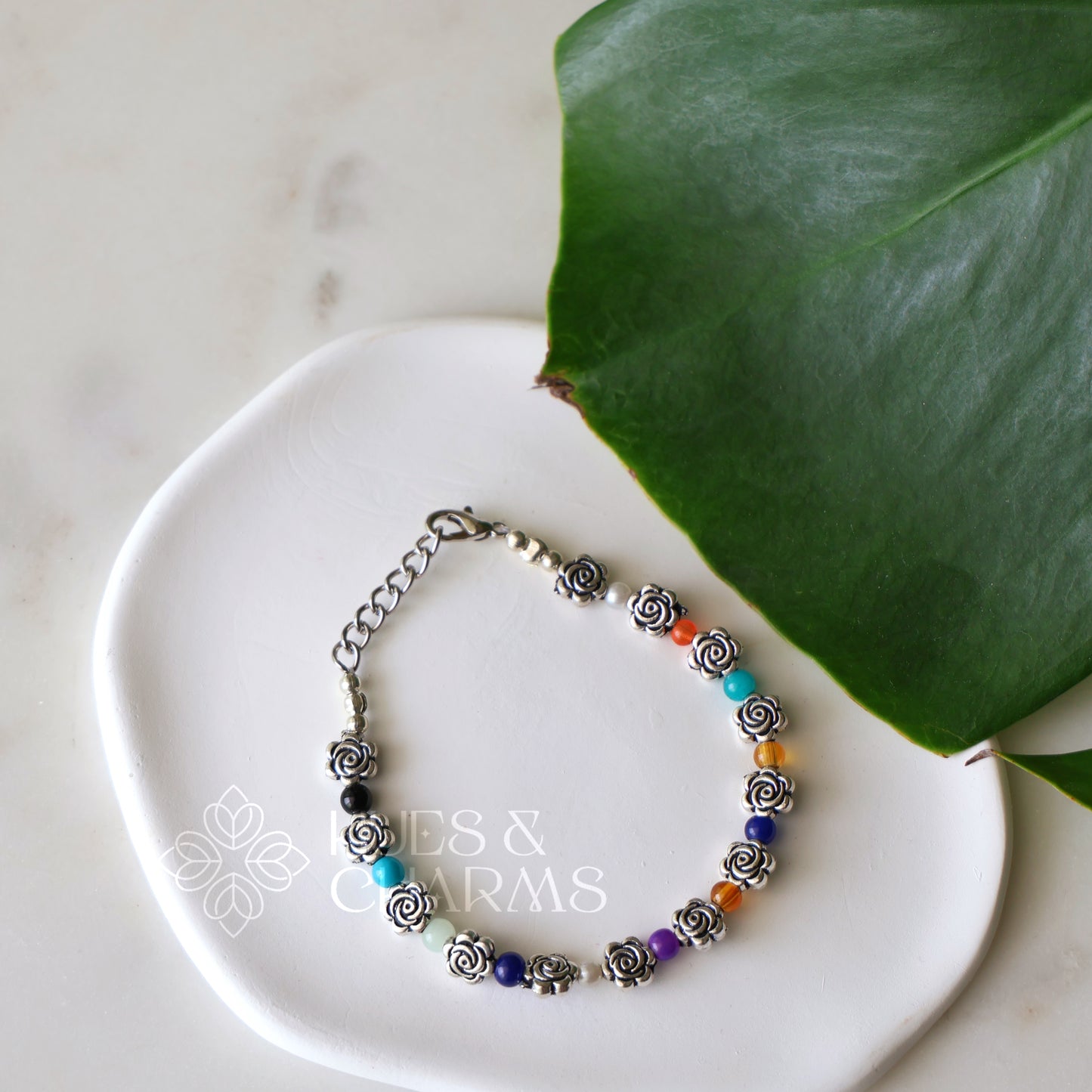 OXIDISED MOTIF AND BEADS ADJUSTABLE BRACELET (OPTIONS AVAILABLE)