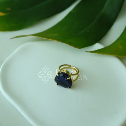 GLOSSY MIXED-CUT  ADJUSTABLE RING (Multiple shapes & colours available)