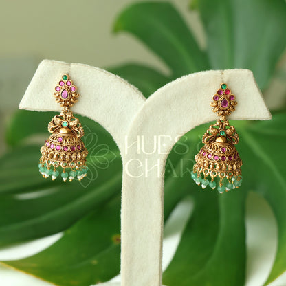 TRADITIONAL MOHINI  RATNA MAYURA JHUMKA