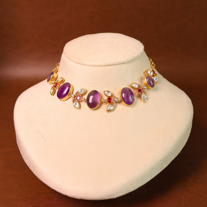 ZÉLIA NATURAL STONE CHOKER SET - AMETHYST