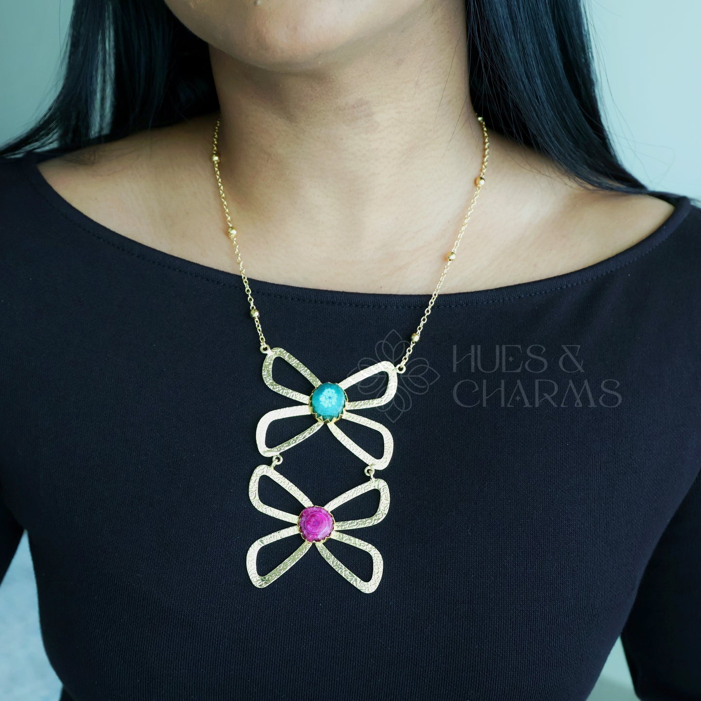 GOLDEN BUTTERFLY LONG NECKPIECE