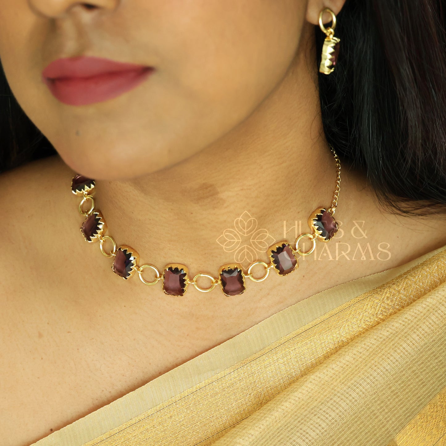 GLOSSY RECTANGLE LUMINA NECKLACE SET (COLOURS AVAILABLE)