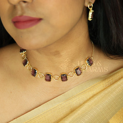 GLOSSY RECTANGLE LUMINA NECKLACE SET (COLOURS AVAILABLE)