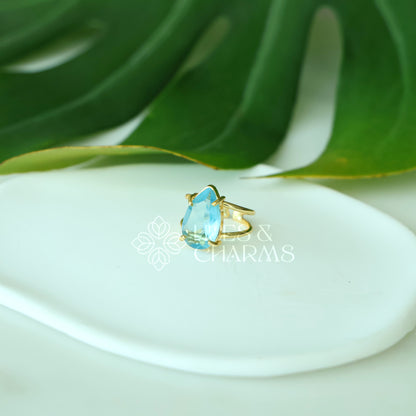 GLOSSY MIXED-CUT  ADJUSTABLE RING (Multiple shapes & colours available)