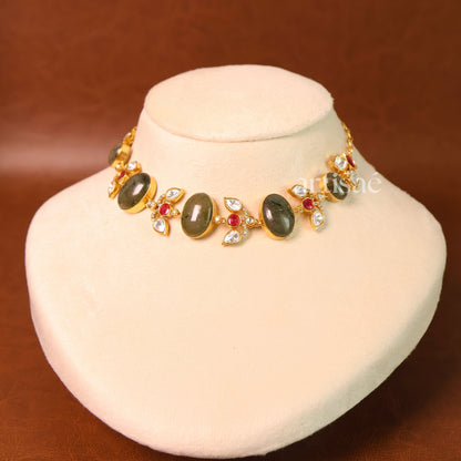 ZÉLIA NATURAL STONE CHOKER SET- LABRADORITE