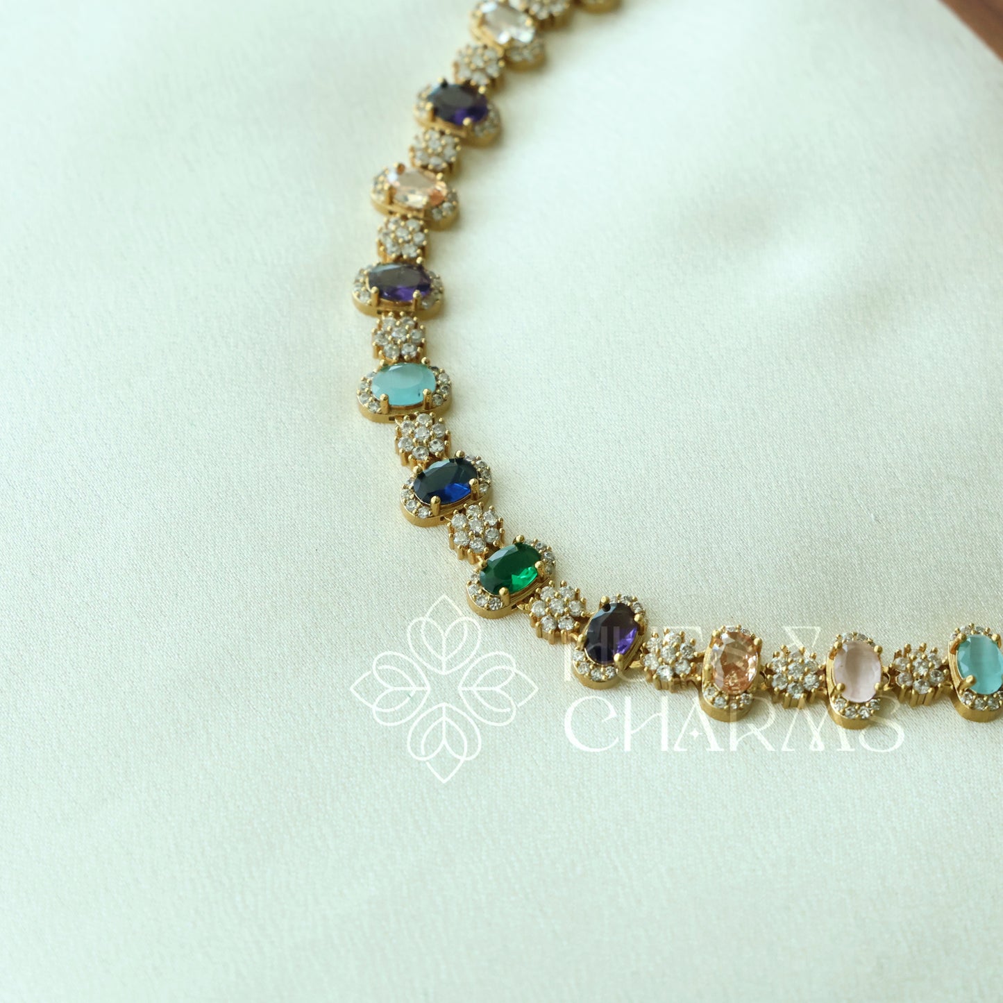 SIMPLE NAVRATNA NECKLACE SET | Premium jewellery
