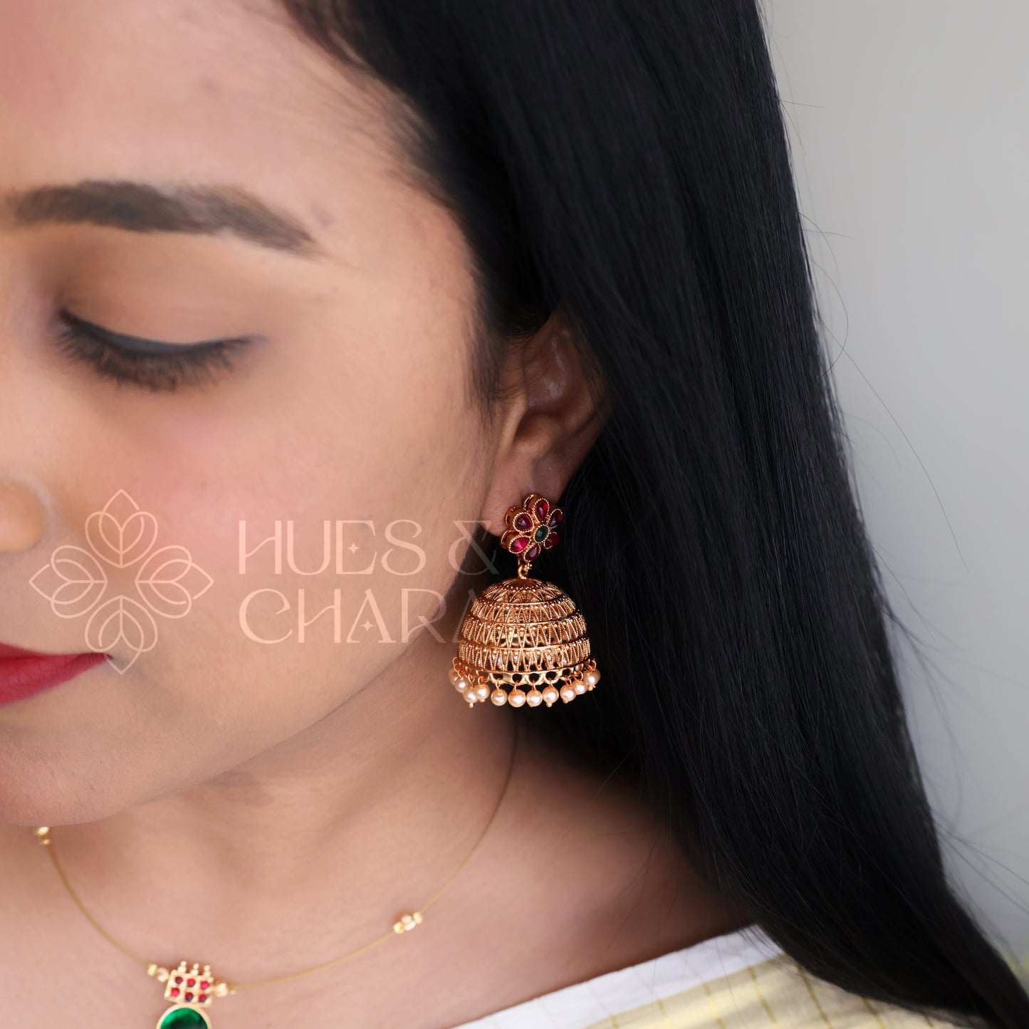 TRADITIONAL FLORAL JHUMKAS (COLOURS AVAILABLE)