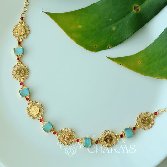 TRADITIONAL PADMIKA VYRA COIN NECKLACE | PREMIUM GOLD PLATED ( Colours available )