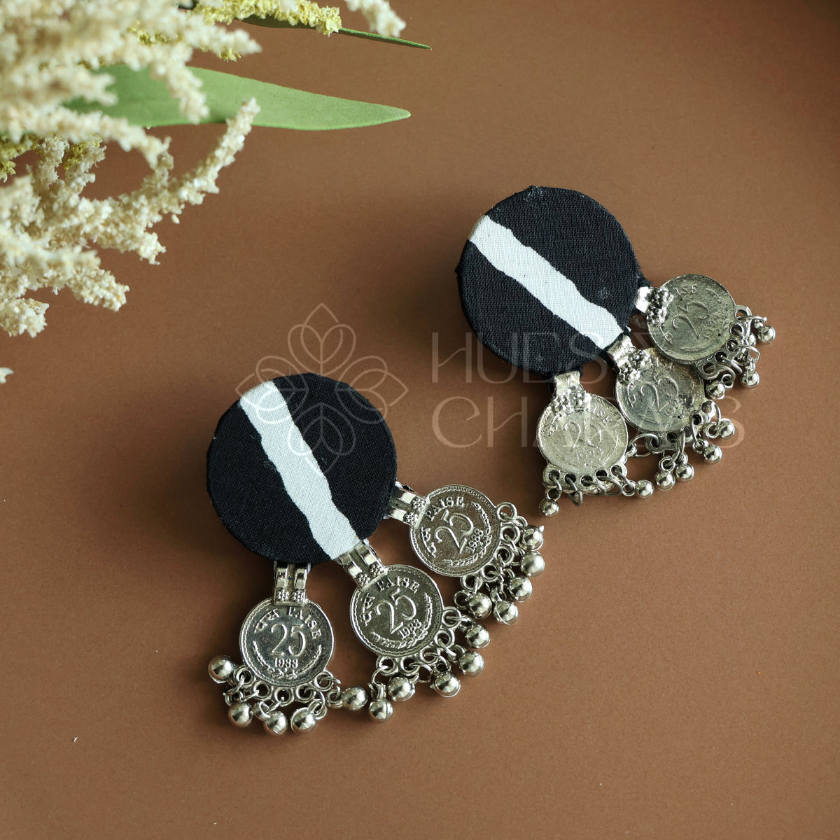 BLACK PRINTED COIN FABRIC HASLI SET