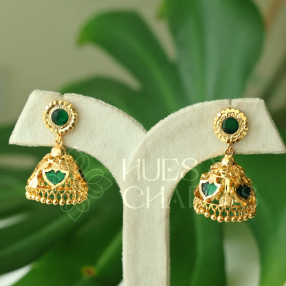 GOLDEN PALAKKA JHUMKAS |GOLD PLATED(Colours available)