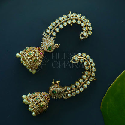 GOLDEN RATNAMAYI AD EAR CUFF JHUMKA WITH PEARLS