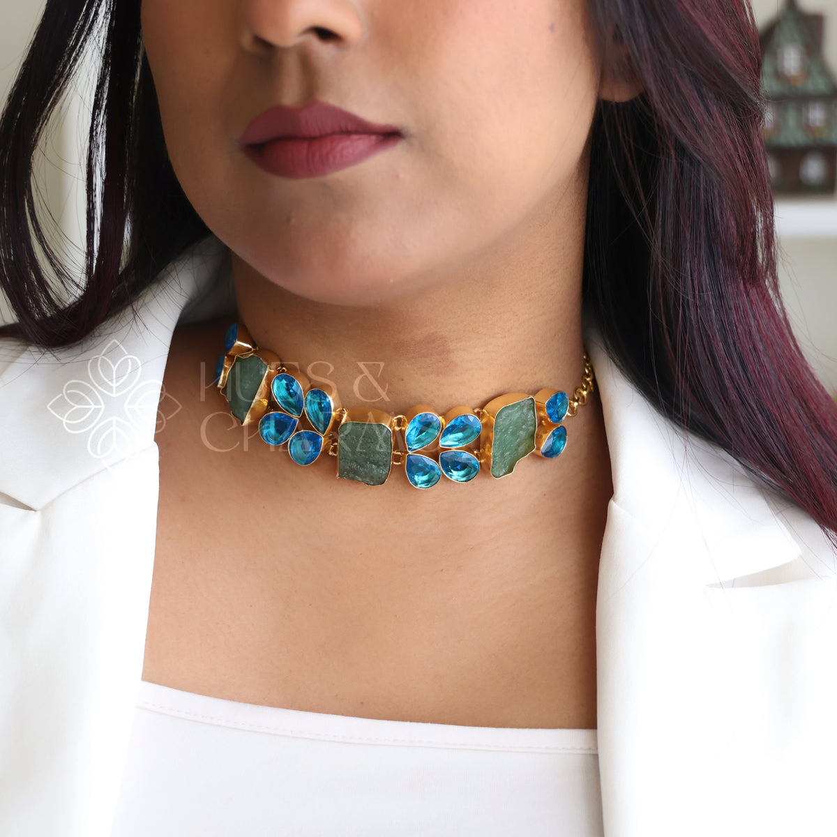 NATURAL STONE FLOREA BOLD CHOKER (Colours available )