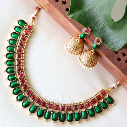 GOLDEN KOVAI PALAKKA NECKLACE SET