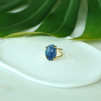 GLOSSY MIXED-CUT  ADJUSTABLE RING (Multiple shapes & colours available)