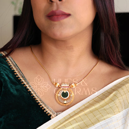 SUVARNA PALAKKA PENDANT BALL NECKLACE | GOLD PLATED